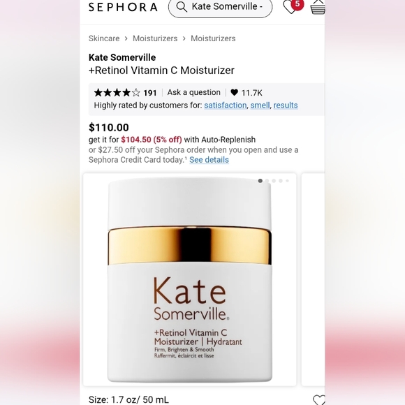 NEW! Kate Somerville Retinol Vit C Moisturizer, 1.7oz - Picture 7 of 7